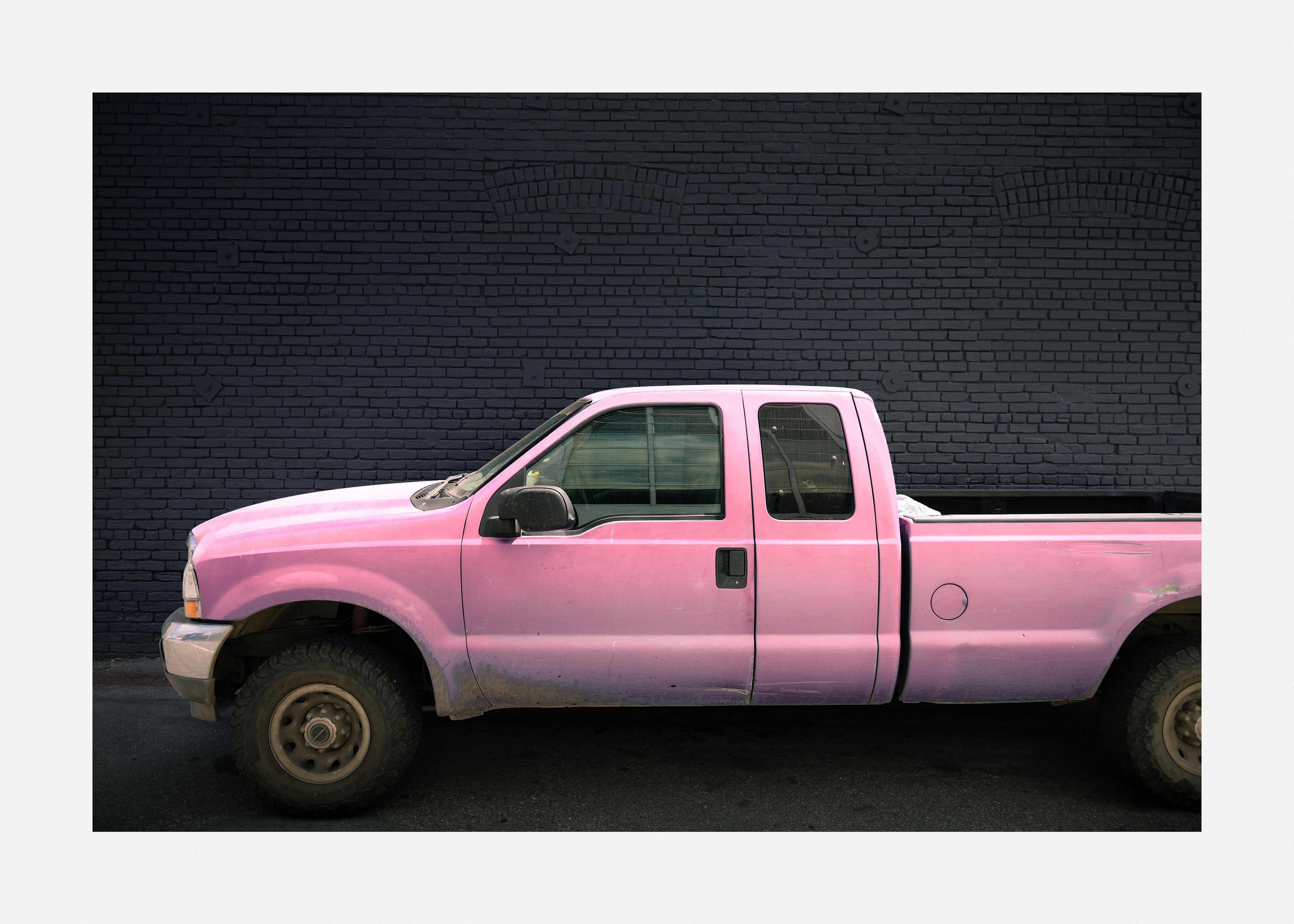 Buy unique art prints with this limited photograph featuring a pink truck in beverly hills.