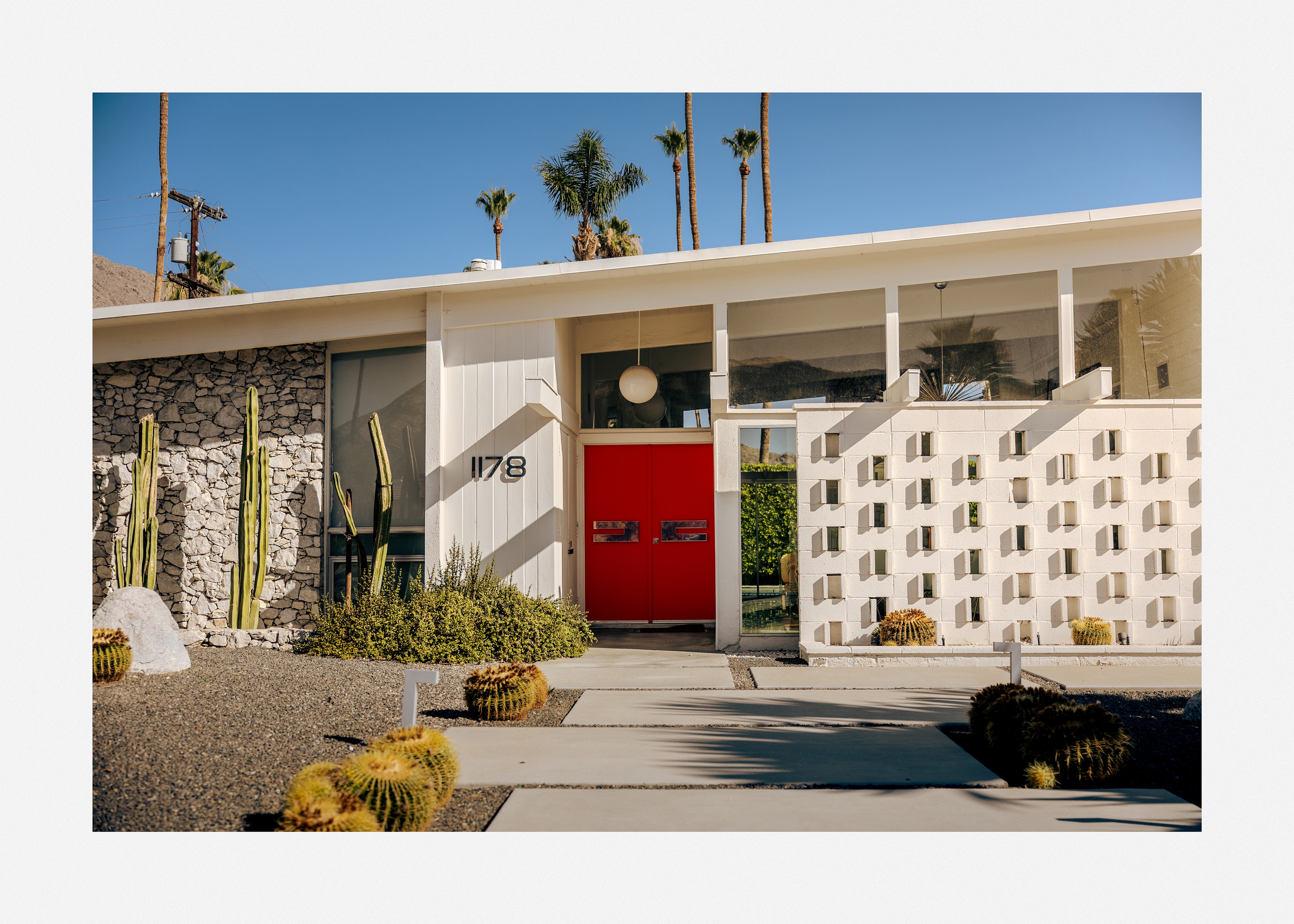 Architectural art print featuring colorful, modern design and urban elegance