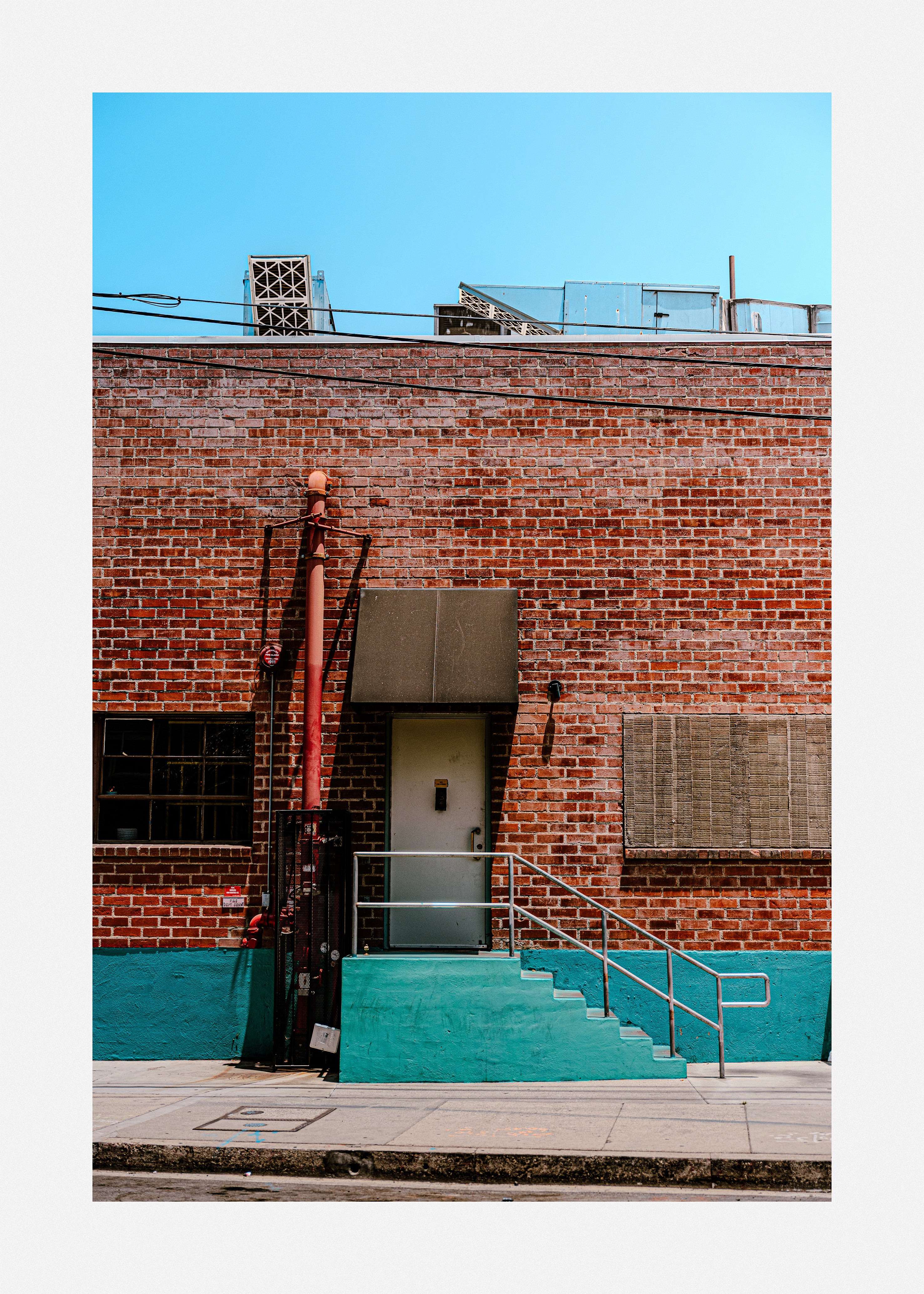 Explore unique back door featured in this urban street art print.