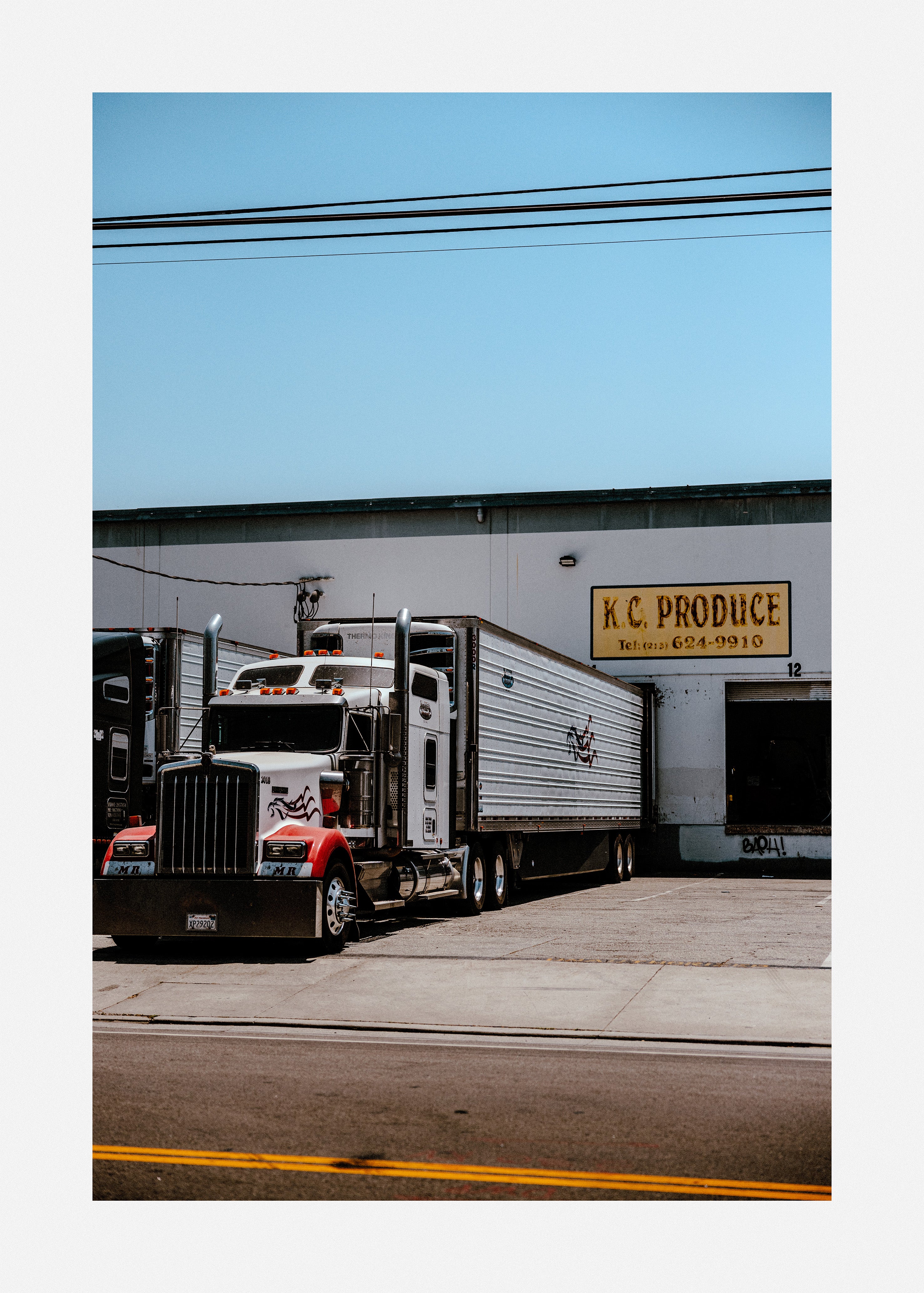 Discover urban art prints featuring trucks loading in unique photograph