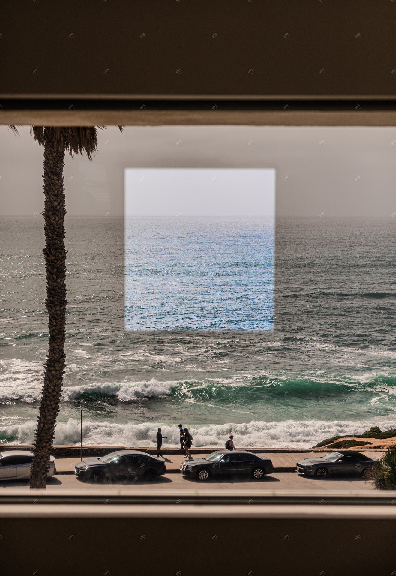 Pacific ocean from a modern window.