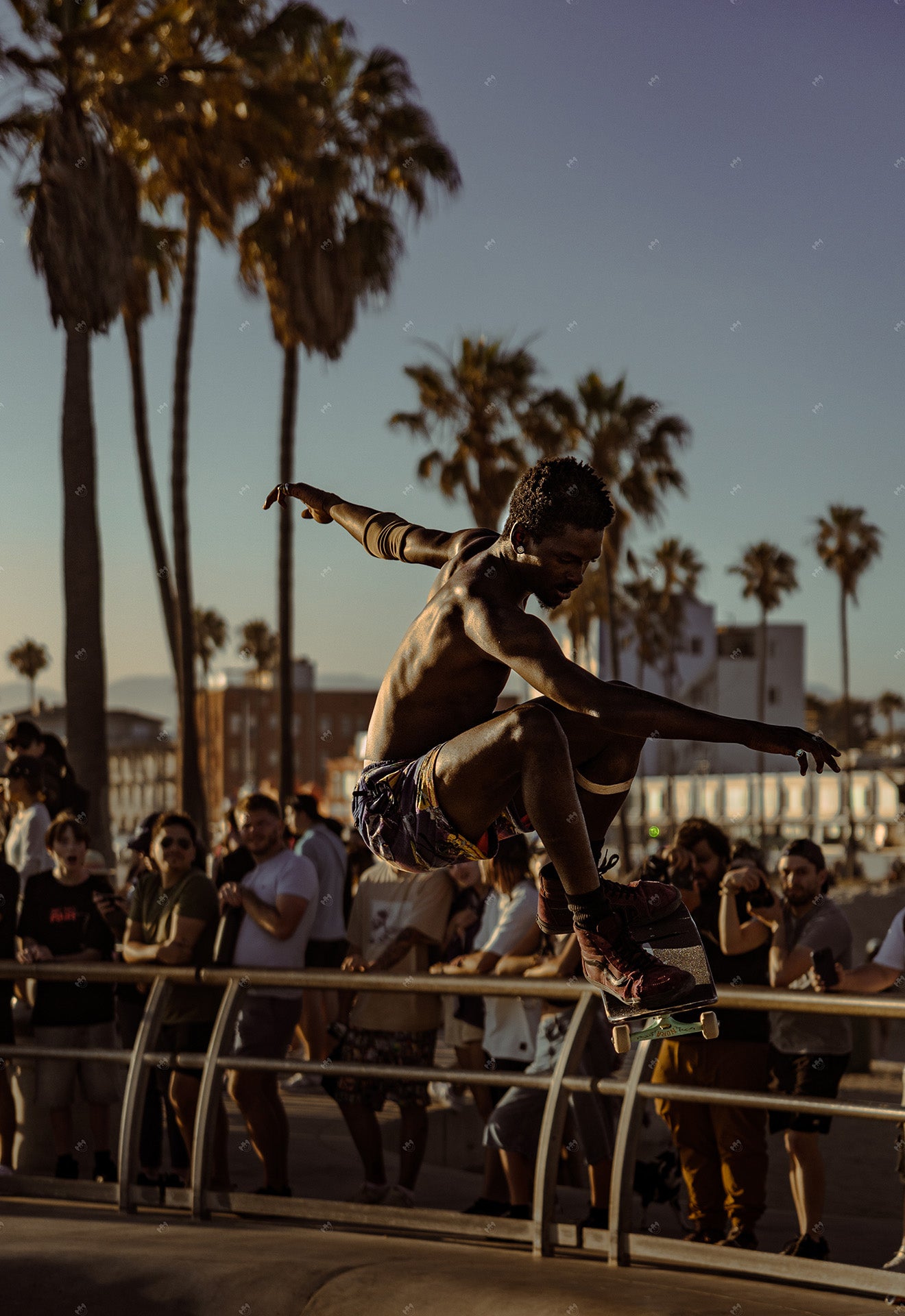 Skater in Venice Beach during sunset.
